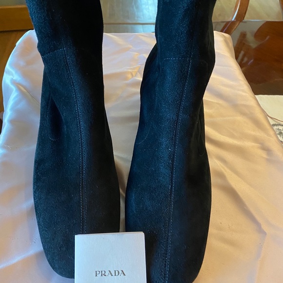 Prada Black Suede tall boots Black EU 40.5 US 10.5 - Picture 7 of 11